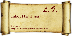 Lubovits Irma névjegykártya
